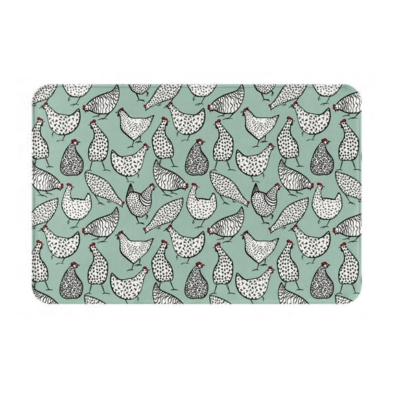 Bingfone Retro Rooster4 Door Mat 16"x24" Front Entrance Non-Slip Low Profile Washable for Entryway