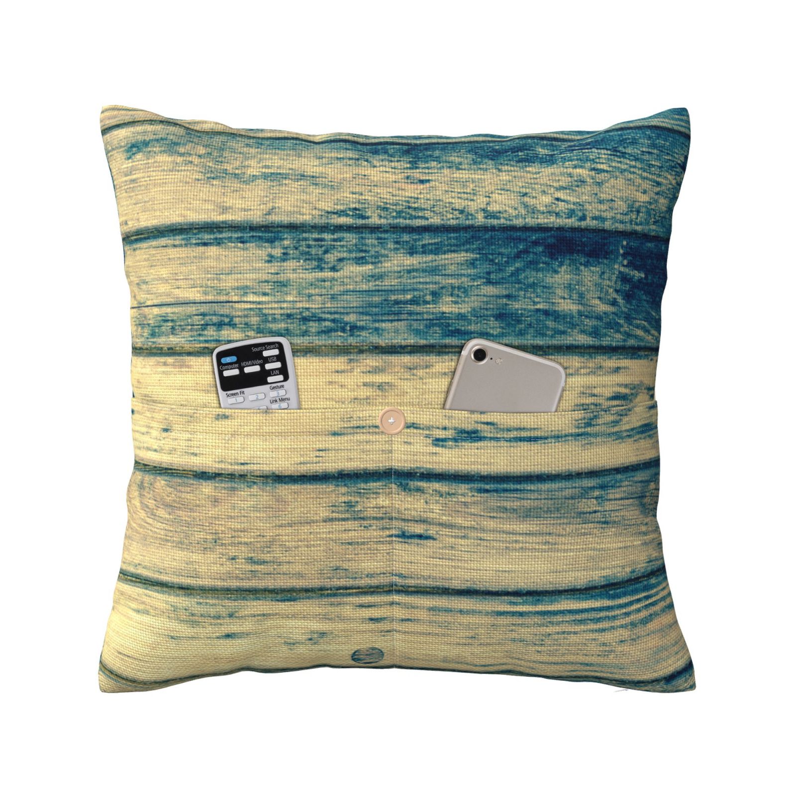 Bingfone Retro Wooden Linen Throw Pillow Covers Cushion Case Pocket
