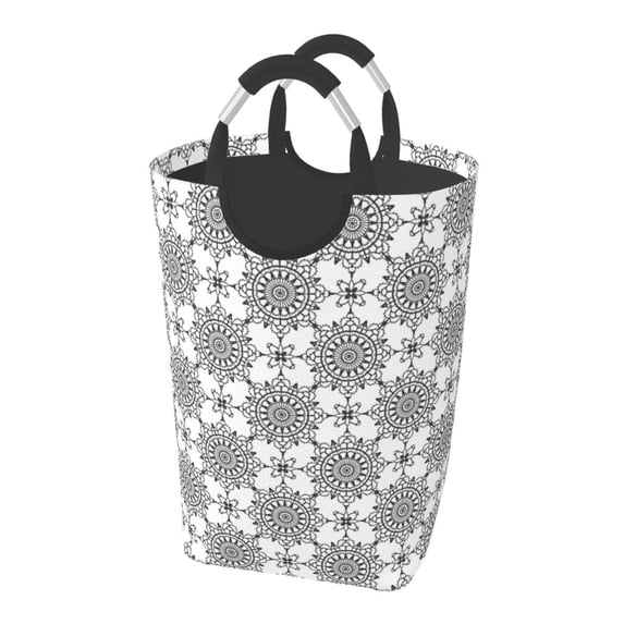 Bingfone Retro sketch flower lines Laundry Hamper,Large Canvas Fabric Lightweight Storage Basket Toy Organizer Dirty Clothes Collapsible