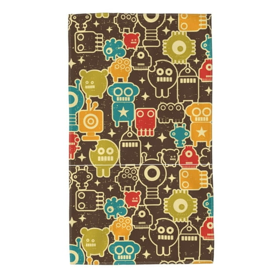 Bingfone Robot And Monsters Ultra Absorbent & Soft Hand Towels For Bath, Hand, Face, Gym And Spa-27.5x16in
