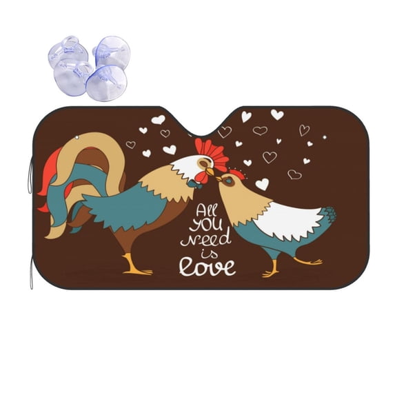 Bingfone Rooster And Chicken Car Windshield Sun Shade Protector Keep Your Vehicle Cool Sun Shield Visor Cover Foldable For Car Truck Suv-Medium
