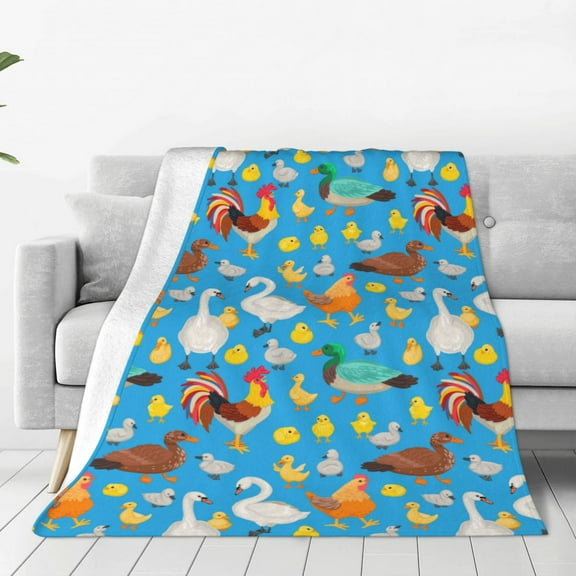 Bingfone Rooster And Chickens Print Flannel Fleece Blanket Throw Blanket for Bed,Sofa,Couch,Travel,Camping(40"x30" )
