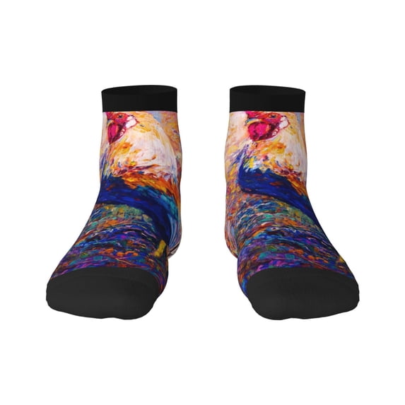 Bingfone Rooster Oil Painting Design Patterned Men'S Women'S Casual Cotton Socks
