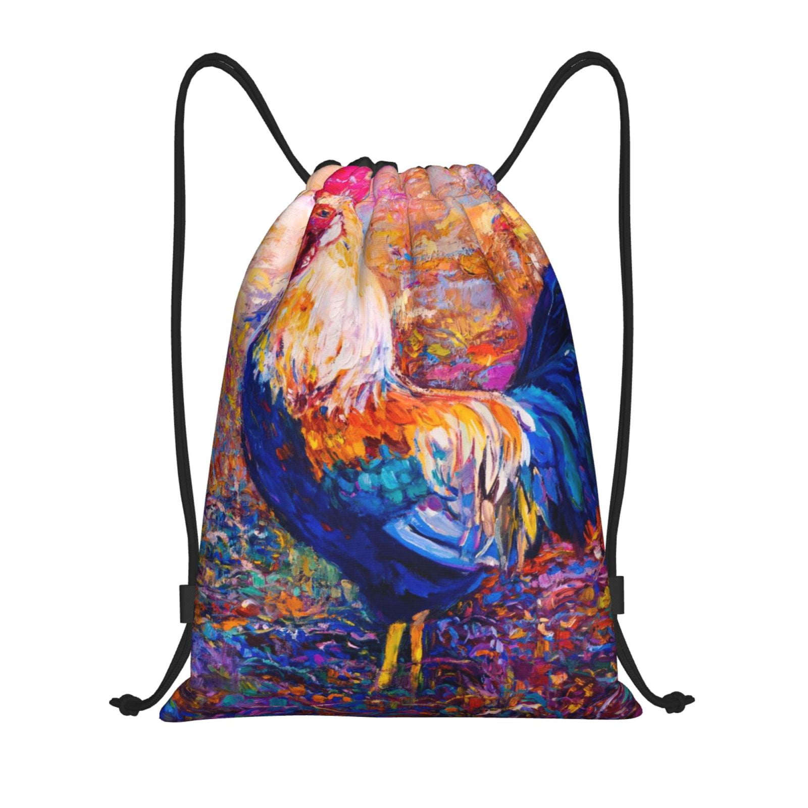 Bingfone Rooster Oil Painting Drawstrings Backpacks Bags For Men Women ...