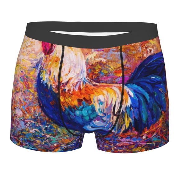 Bingfone Rooster Oil Painting Men'S Underwear - Casual Stretch Boxer Briefs-Small
