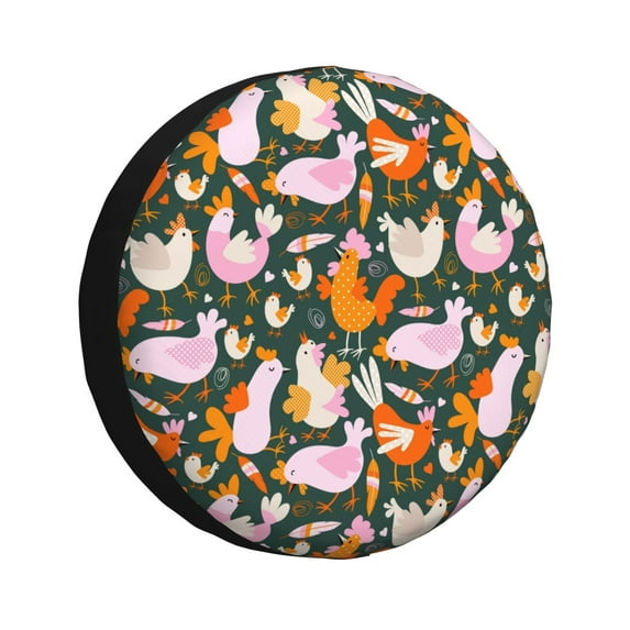 Bingfone Roosters And Chicks Spare Tire Cover Weatherproof Universal Wheel Protectors For Rv Camper Travel Trailer Suv Truck-16 Inch