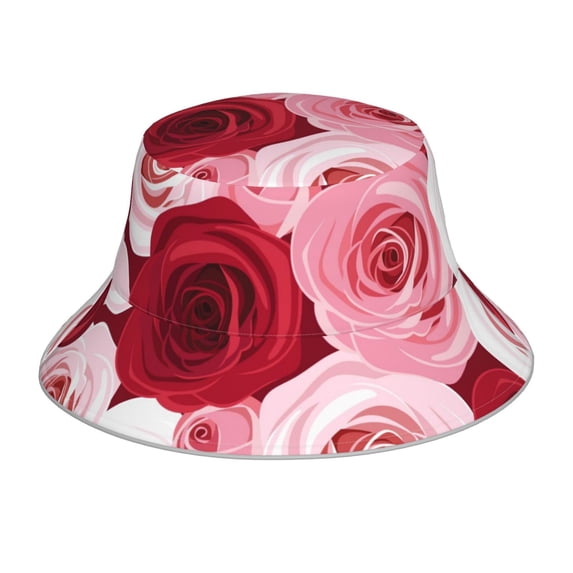 Bingfone Rose Bucket Hat For Men Women,Packable Reversible Printed Sun Hats,Fisherman Outdoor Travel Hiking Beach Caps