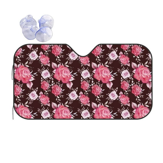 Bingfone Rose Flowers Car Windshield Sun Shade Protector Keep Your Vehicle Cool Sun Shield Visor Cover Foldable for Car Truck SUV-Small