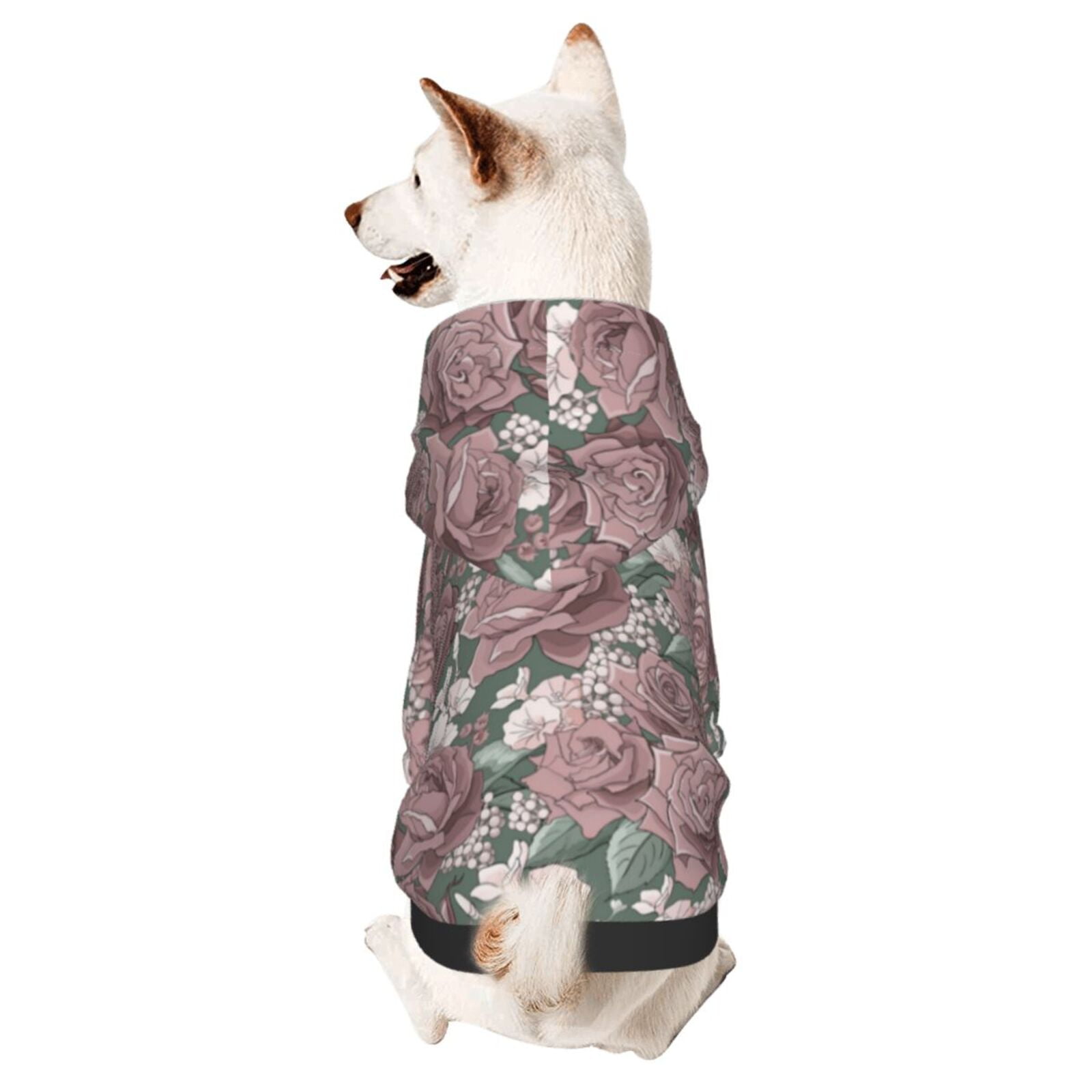 Bingfone Rose Flowers Dog Clothes Hoodie, Pet Winter Coat,Puppy