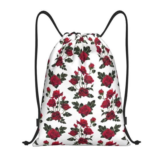 Bingfone Rose Flowers Drawstrings Backpacks Bags for Men Women Gym Drawstrings Bag-Small