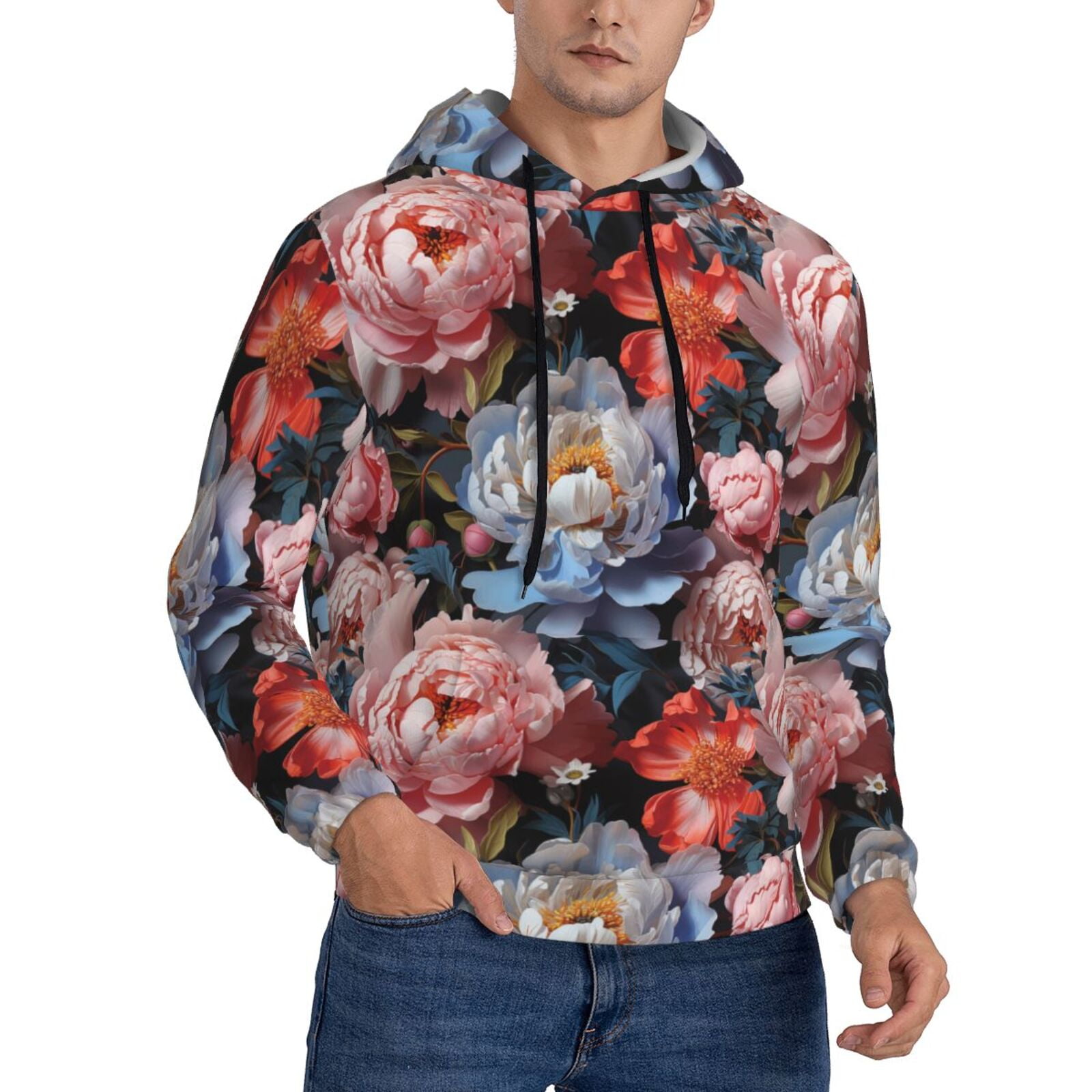 Floral Bounty Black Men's Long Sleeve Fleece Hoodie main image 0