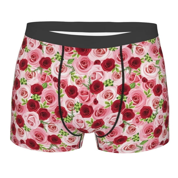 Bingfone Rose Flowers Men's Underwear - Casual Stretch Boxer Briefs-Large