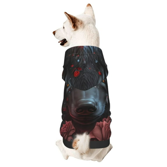 Bingfone Rose Full Moon Black Wolf Dog Clothes Hoodie, Pet Winter Coat,Puppy Sweatshirts for Small Dogs Boy Girl,Suitable for All Breeds-X-Small