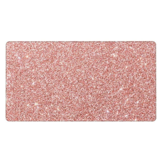 Bingfone Rose Gold Pink Glitter Large Gaming Mouse Pad,Extended Desk Mousepad With Stitched Edges,Non-Slip Base,Water Resist Keyboard Pad For Gamer, Office & Home, 29.5 X 16 In