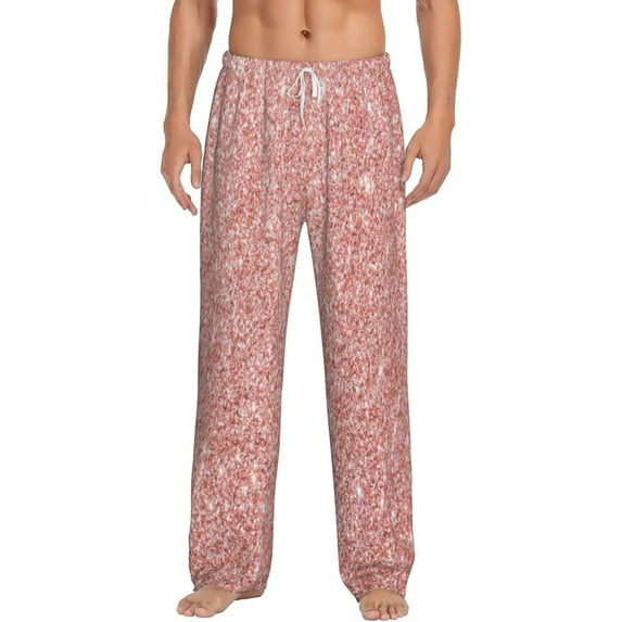 Bingfone Rose Gold Pink Glitter Mens All Over Print Sleep Pajama Pants-Small