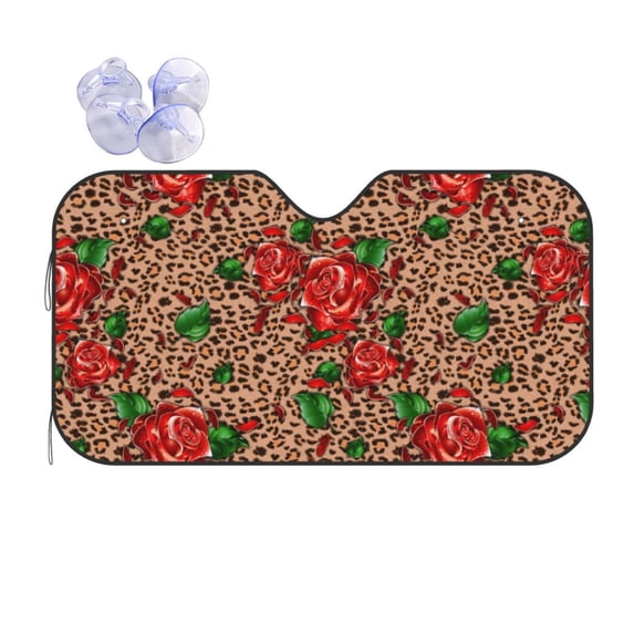 Bingfone Rose Mix Leopard 1 Car Windshield Sun Shade Protector Keep Your Vehicle Cool Sun Shield Visor Cover Foldable for Car Truck SUV-Small