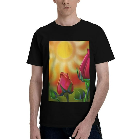 Bingfone Rose Psychedelic Men'S Loose Fit Short-Sleeve Pocket T-Shirt