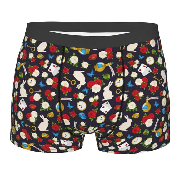 Bingfone Rose Rabbit Men's Underwear - Casual Stretch Boxer Briefs-Medium