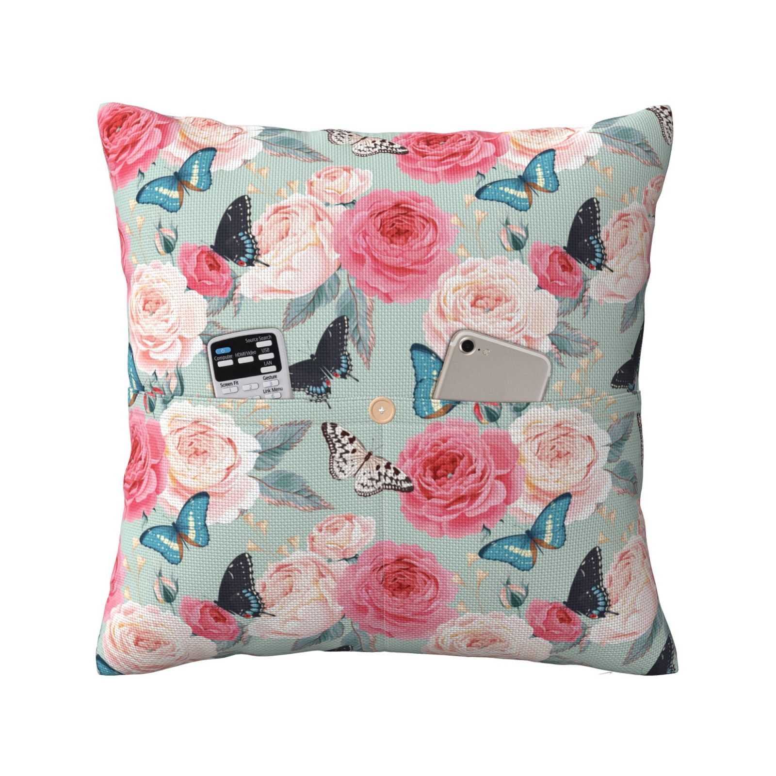 Bingfone Roses and Butterflies Linen Throw Pillow Covers Cushion Case
