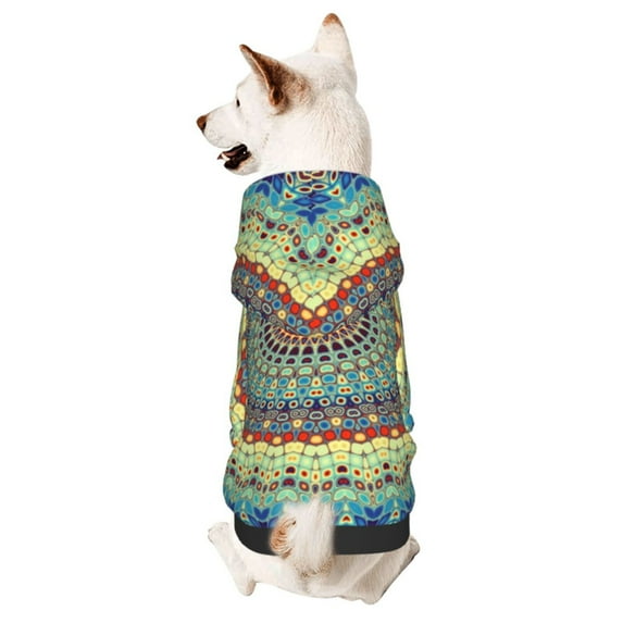 Bingfone Round Mandala1 Dog Clothes Hoodie, Pet Winter Coat,Puppy Sweatshirts For Small Dogs Boy Girl,Suitable For All Breeds-Small