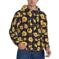 thumbnail image 1 of Bingfone Royal Blue Plaid Sunflower Men's Drawstring Hoodie Long Sleeve Pocket Sweatshirts-4X-Large, 1 of 6
