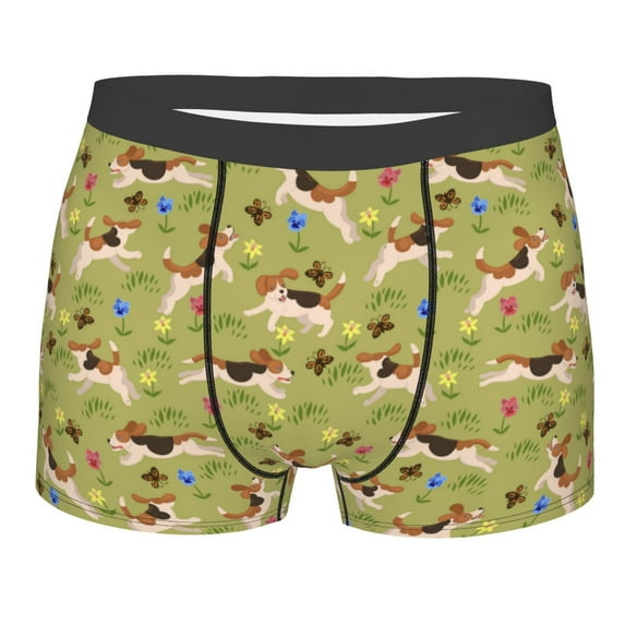 Bingfone Running Beagle Men's Underwear - Casual Stretch Boxer Briefs-Medium