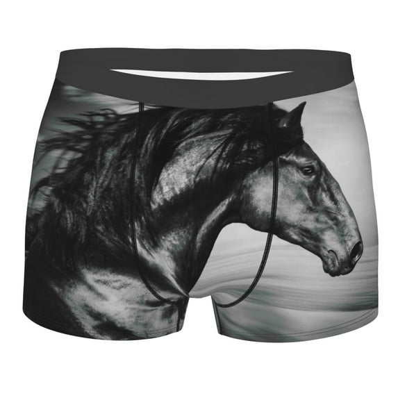 Bingfone Running Horse Black And White Men'S Underwear - Casual Stretch Boxer Briefs-Small