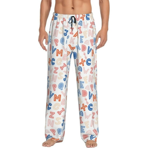 Bingfone Scandinavian Alphabet Mens All Over Print Sleep Pajama Pants-Large