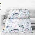 thumbnail image 1 of Bingfone Sea Animals Print Flannel Fleece Blanket Throw Blanket For Bed,Sofa,Couch,Travel,Camping(40"X30"), 1 of 9