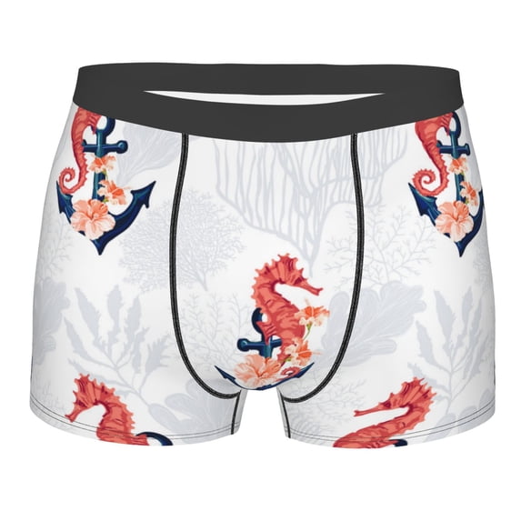 Bingfone Sea Horse And Corals1 Men's Underwear - Casual Stretch Boxer Briefs-Medium