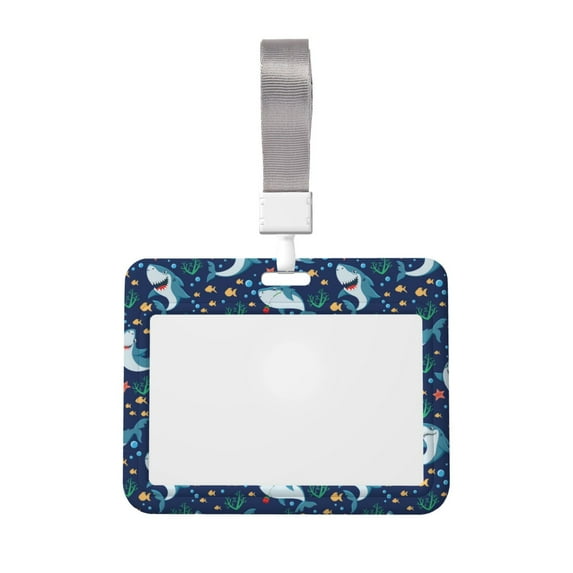 Bingfone Sea Sharks Card Badge Holder,for Girls Girly Women 4 x 3 Inch Nurses School Identity Cruise Travel Name Tags Cover Protector Case