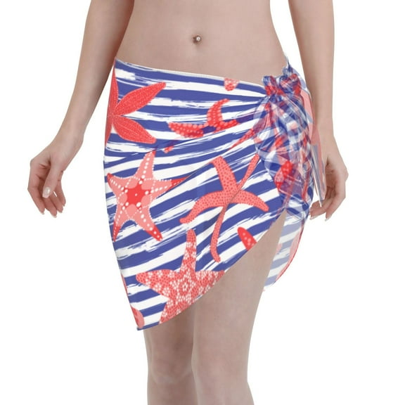 Bingfone Sea Stars Women's Sarong Swimsuit Cover Ups Bathing Suit Coverups Chiffon Beach Wrap Skirts