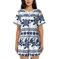 thumbnail image 1 of Bingfone Sea Underwater Turtles Print Pajamas Sets for Women Soft Short-Sleeved Pjs with Lounge Shorts Two Piece Sleepwear, 1 of 8
