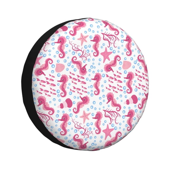 Bingfone Seahorse And Starfish Spare Tire Cover Weatherproof Universal Wheel Protectors For Rv Camper Travel Trailer Suv Truck-14 Inch