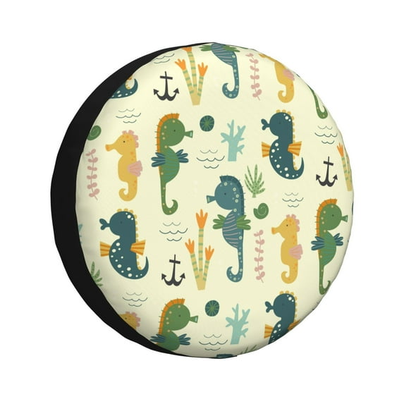 Bingfone Seahorse Spare Tire Cover Weatherproof Universal Wheel Protectors For Rv Camper Travel Trailer Suv Truck 16 Inch