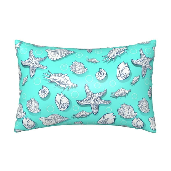 Bingfone Seashell And Starfish Print Satin Pillowcase for Hair - Standard Size with Zipper Silky & Soft Pillow Covers,20x30 inches