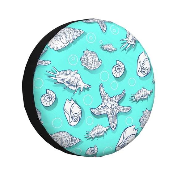 Bingfone Seashell And Starfish Spare Tire Cover Weatherproof Universal Wheel Protectors For Rv Camper Travel Trailer Suv Truck 17 Inch