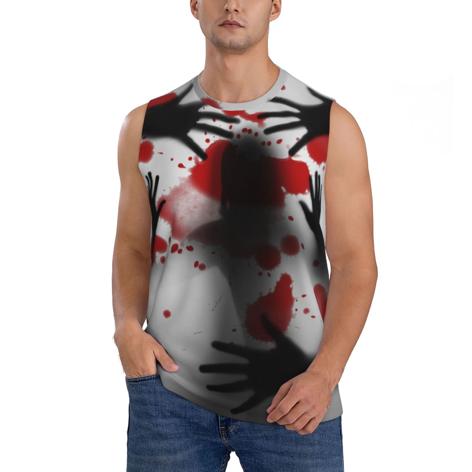 Bingfone Shadows Behind Pattern Men's Tank Tops Workout Sleeveless Tee