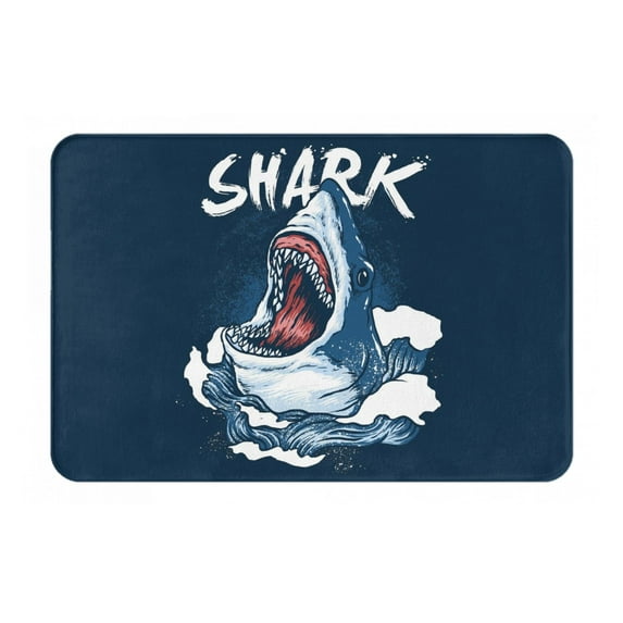 Bingfone Shark Door Mat 16"X24" Front Entrance Non-Slip Low Profile Washable For Entryway