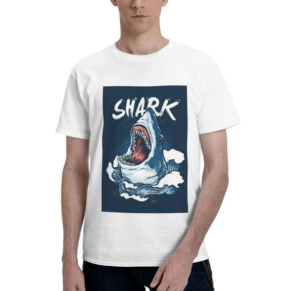 Bingfone Shark Men'S Loose Fit Short-Sleeve Pocket T-Shirt