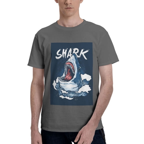 Bingfone Shark Men'S Loose Fit Short-Sleeve Pocket T-Shirt