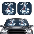 thumbnail image 1 of Bingfone Shark Print 2-Piece Sun Shade Front Windshield - Foldable Car Front Window Sunshades For Most Sedans Suv Truck - Medium, 1 of 7