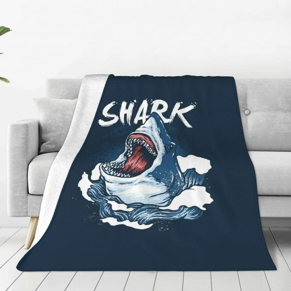 Bingfone Shark Print Flannel Fleece Blanket Throw Blanket For Bed,Sofa,Couch,Travel,Camping(60"X50")