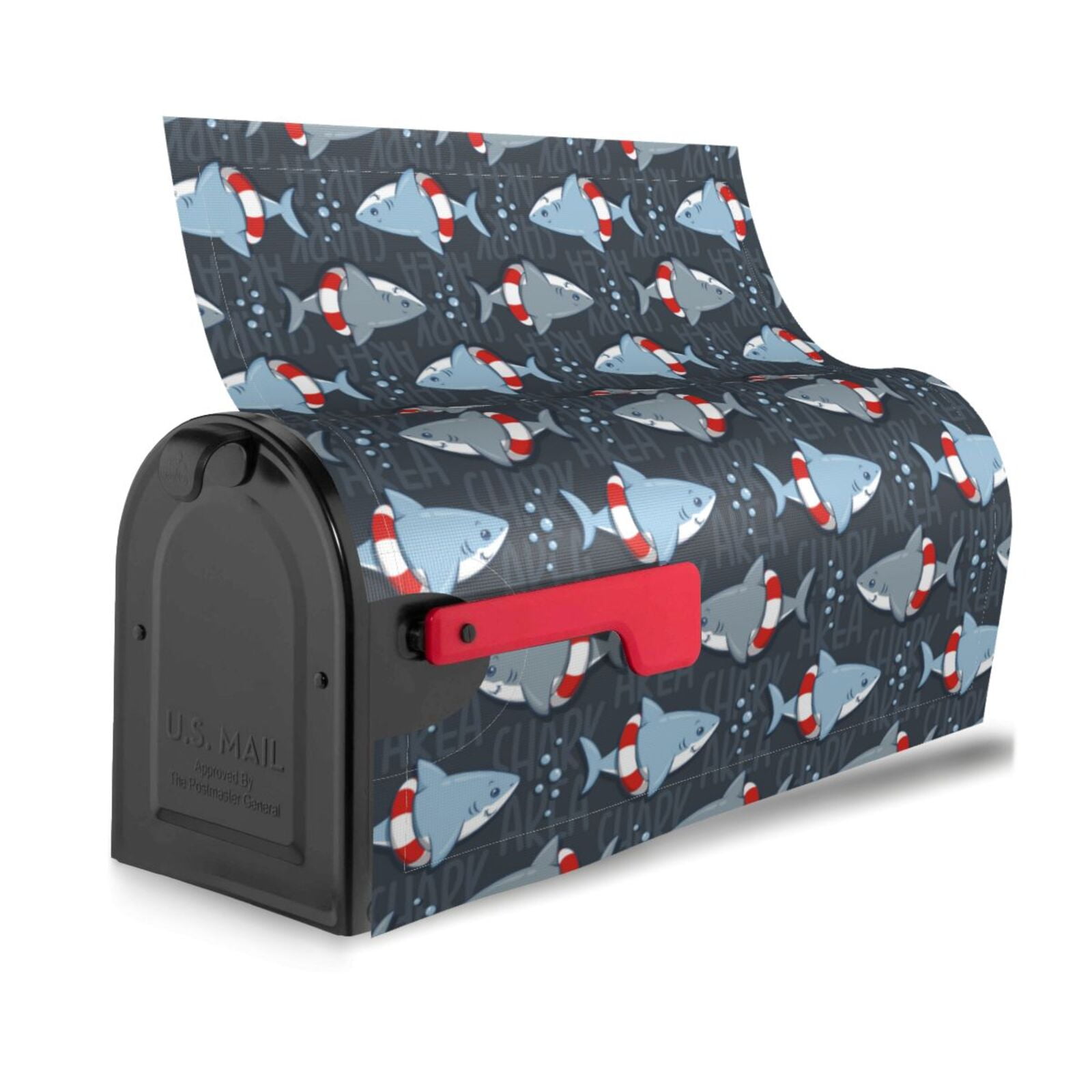 Bingfone Shark Wearing Swim Ring Mailbox Cover Standard Size