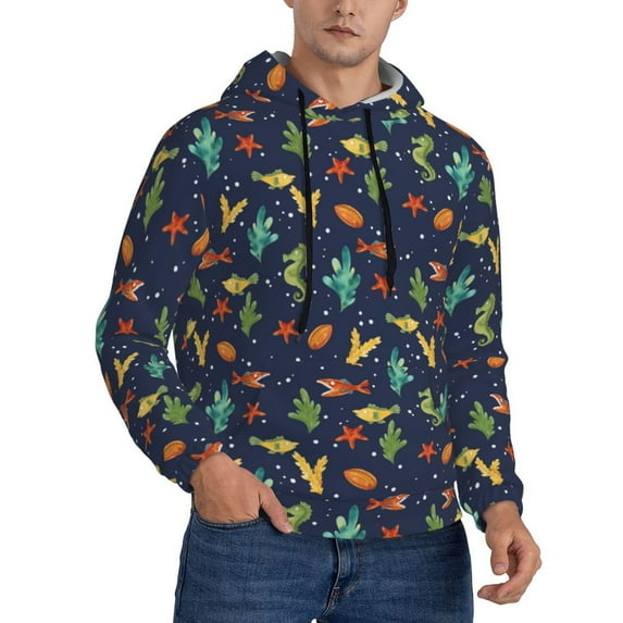 Bingfone Shells And Seaweed Men'S Drawstring Hoodie Long Sleeve Pocket Sweatshirts-X-Large