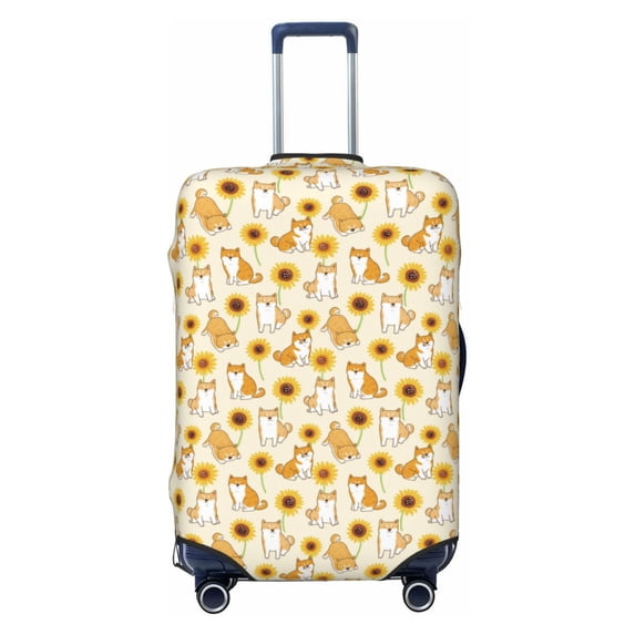 Bingfone Shiba Inu Sunflower Luggage Cover Washable Suitcase Cover Protector Anti-scratch Suitcase cover Fits 18-32 Inch Luggage