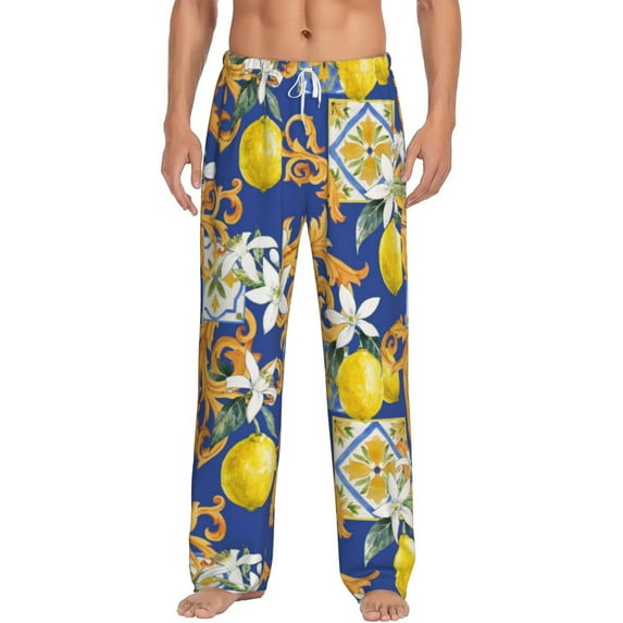 Bingfone Sicilian Style Mens All Over Print Sleep Pajama Pants-Small