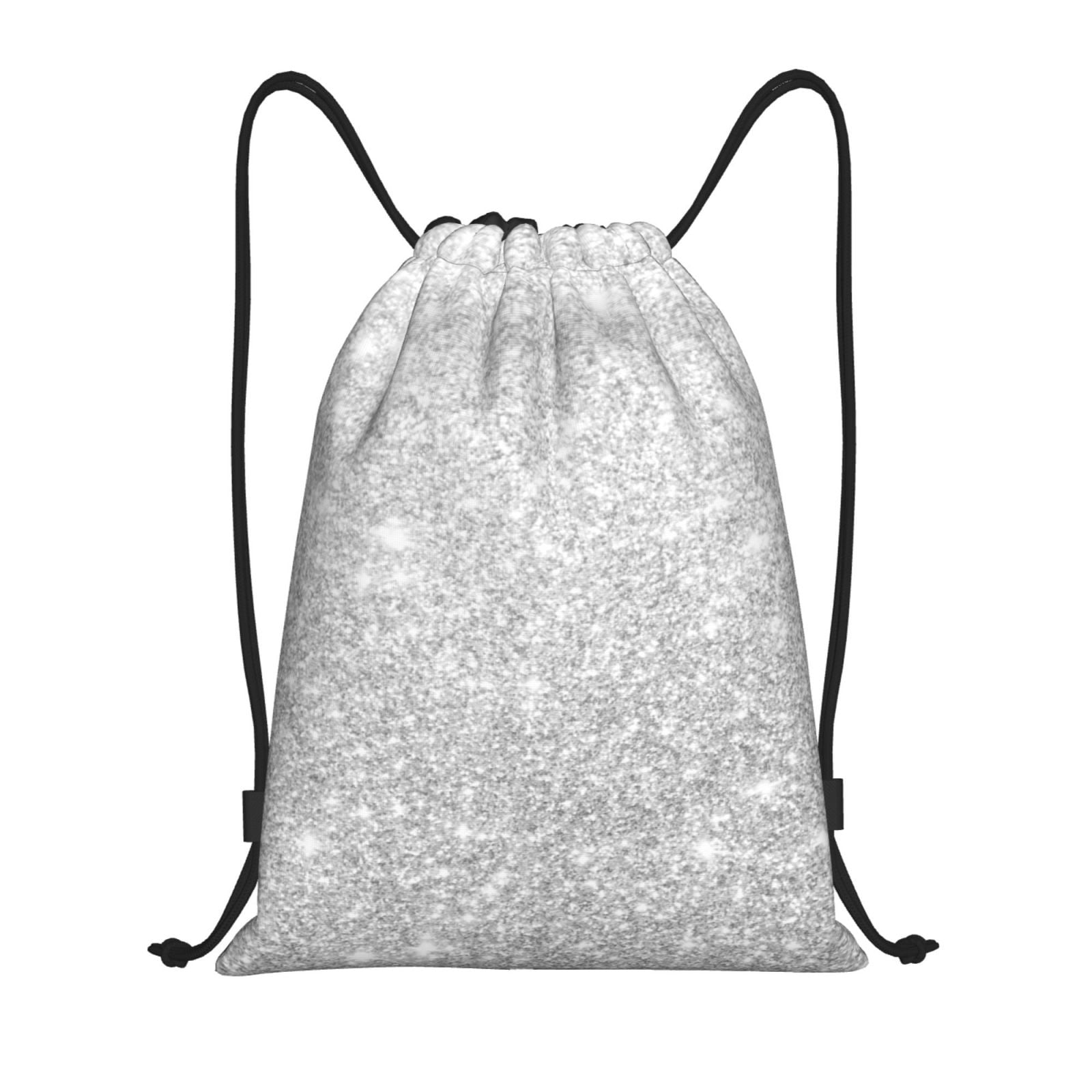Silver Metallic Drawstring Backpack Bingfone Silver Glitter Drawstrings Backpacks Bags For Men Women Gym ...