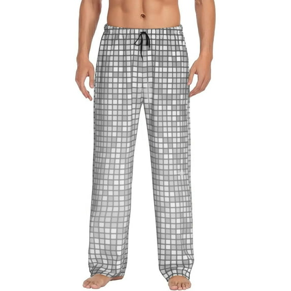 Bingfone Silver Mosaic Mens All Over Print Sleep Pajama Pants-Medium
