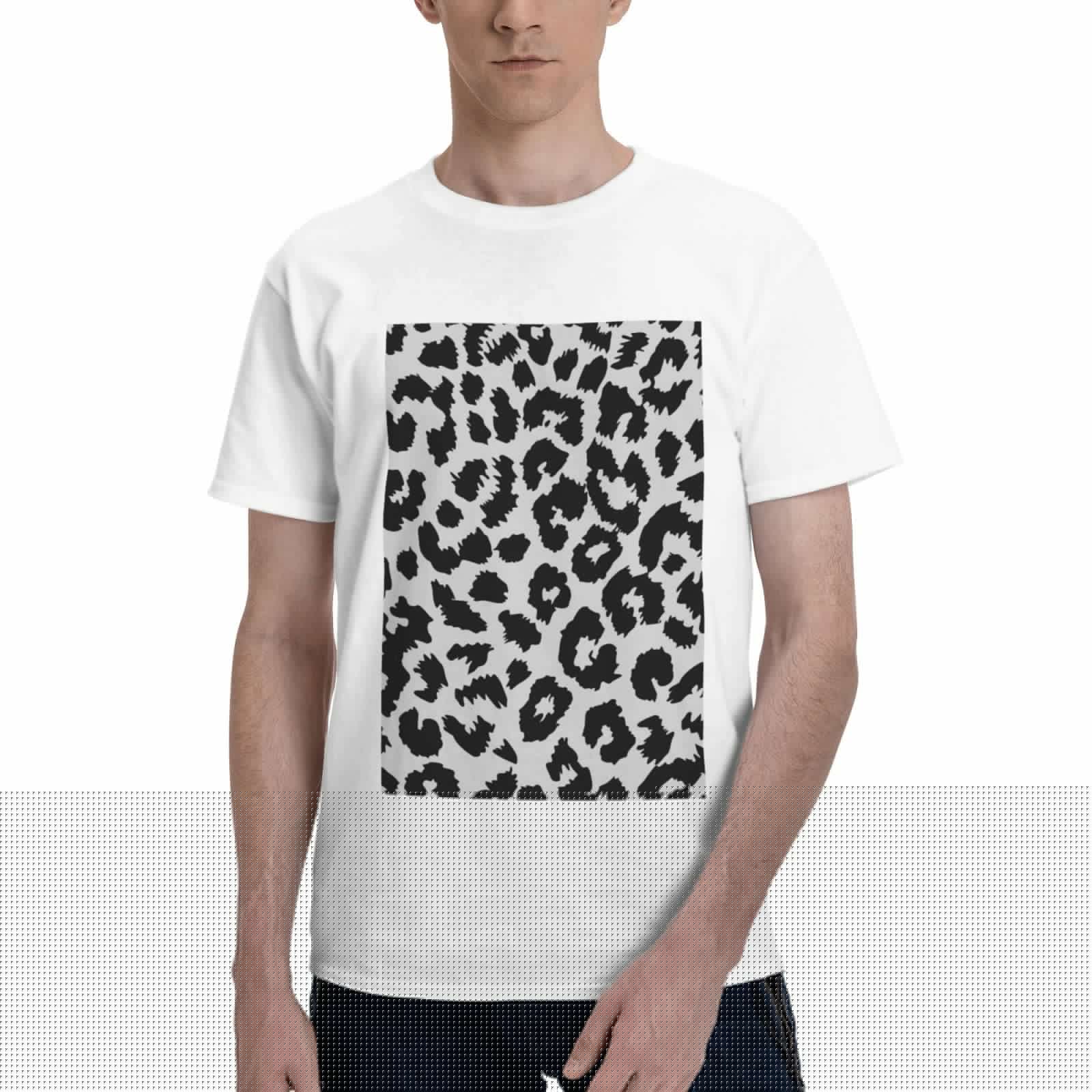 Bingfone Similar To Leopard Print Men'S Loose Fit Short-Sleeve Pocket T-Shirt